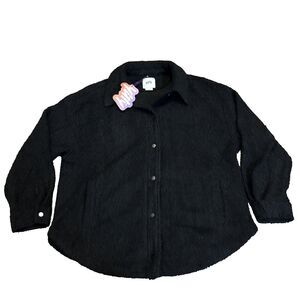 New Yitty  black Large Teddy Shacket Jacket New Button cardigan  $89.95